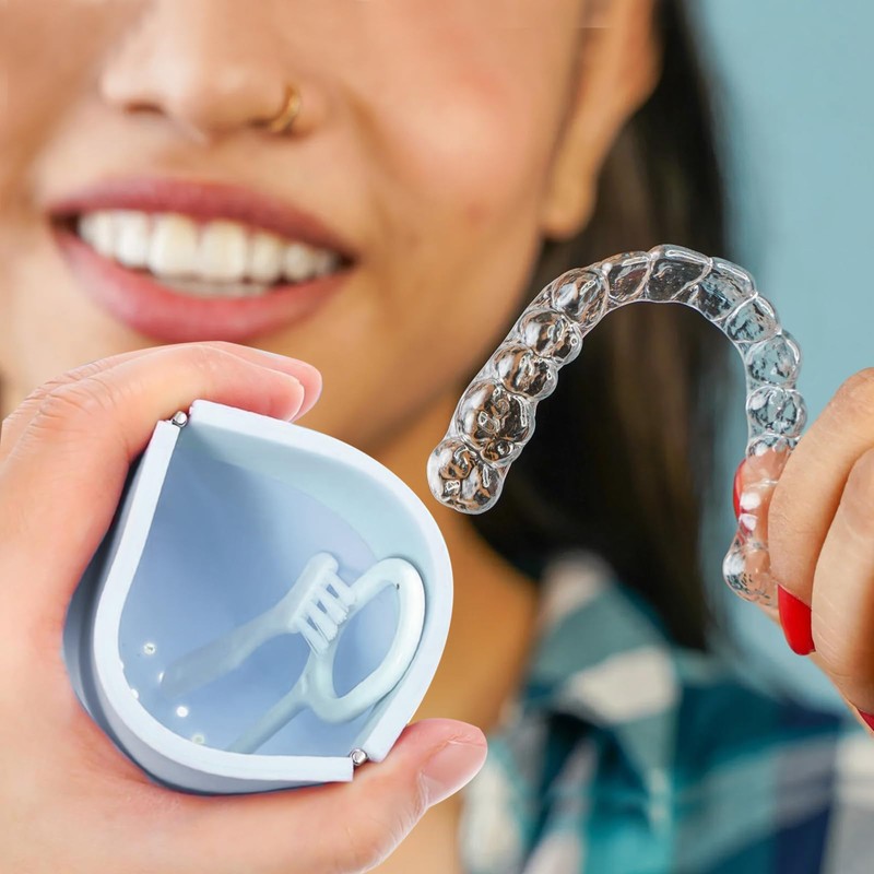 Silicone Retainer Denture Storage Case Holder, Portable Slim Dental Container