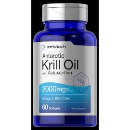 Horbaach Antarctic Krill Oil 2000mg Dietary Supplement - 60 Softgels