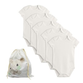 bistyle Baby Bodysuits Vests I Organic Cotton Short Sleeve Bodysuit for Boys and Girls Newborn Pack of 5 I Toddlers Bodysuit in Cloth Bag