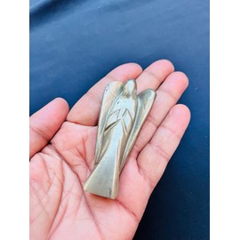 Pyrite Crystal Angel, Guardian Angel Crystal Reiki Healing Crystals Fools Gold Attract Money Energy Bless Hand Carved Pyrite Angel Gemstone Pocket Angel Home Office Decor 3"