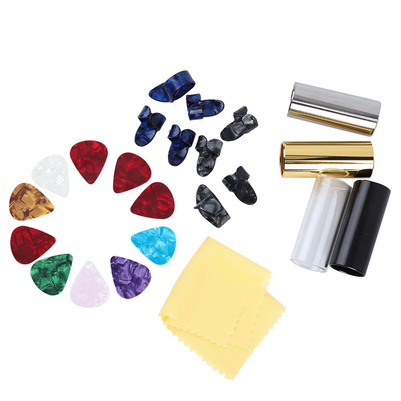 Guitar Accessories Kit 10 Celluloid Pick 4 Guitar Slider 8