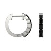 Schöner-SD Creole Earrings 15 mm 925 Silver with Black Stones,