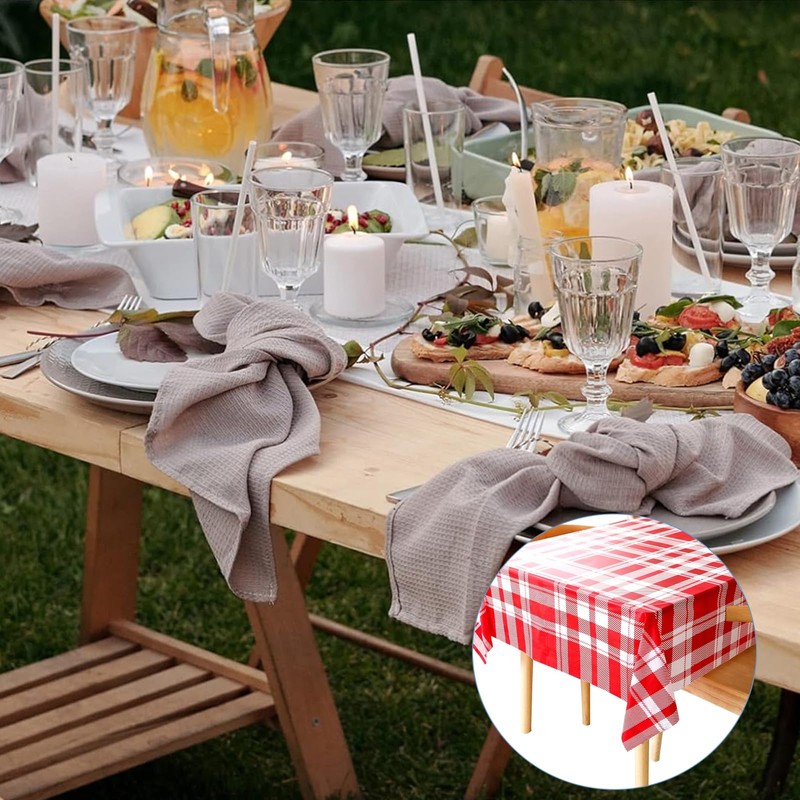 2Pcs Disposable Tablecloths,Elegant & Durable Tablecloth for Parties, Plastic Rectangle