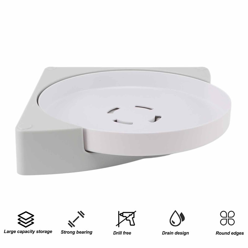 Shower Caddy Corner Rotate Wall Mount Easy Install Modern Plastic
