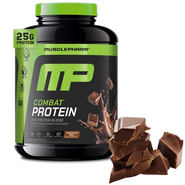 MusclePharm Combat Protein Powder, Chocolate Milk Flavor, Fuels Muscles for