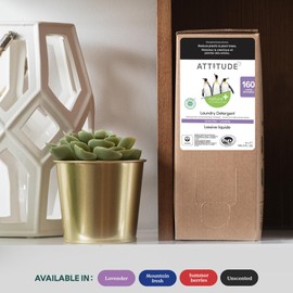 ATTITUDE Liquid Laundry Detergent, EWG Verified Laundry Soap, HE Compatible, Vegan and Plant Based Products, Cruelty-Free, Unscented, Bulk Refill, 160 Loads, 135.26 Fl Oz (Pack of 2)