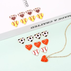 20PCS Sports Charms Enamel Basketball Baseball Pendant Charms for Jewelry Making Rhinestone Ball Game Softball Charms for Necklace Bracelet Earrings DIY Crafts, Alloy, crystal