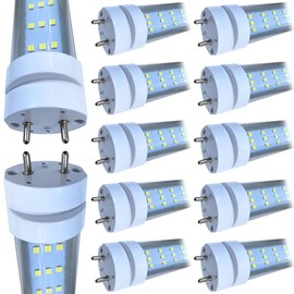 douyidou 12 Pack 4FT LED T8 Hybrid Type A+B Light Tube, 30W, Ballast Bypass, Single-Ended OR Double-Ended, 6000K, 4000lm, Clear Cover, T8 T10 T12 for G13 Fluorescent Bulbs Replacement,110-277V
