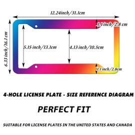 Pink Blue Gradient Style License Plate Frame Stainless Steel License Plate Frame Rust-Proof auto Parts Color License Plate Cover Trim with Screw Dimensions, 12.2 "x 6.3" (4CPK-12)