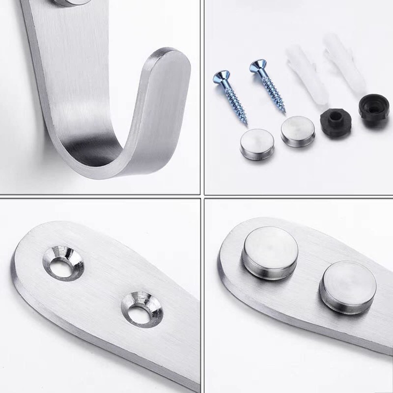 Mokife Coat Hooks Brushed Stainless Steel Pack of 6 Silver