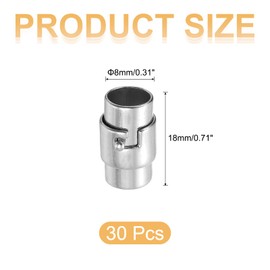 sourcing map 30 Pcs Magnetic Clasps, 0.31" Leather Cord End Caps Magnetic Bracelet Clasps and Closures for Jewelry Making DIY Bracelet Closures, Silver