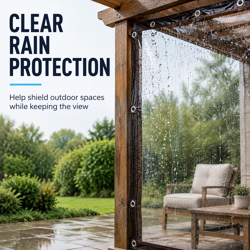 Transparent Waterproof PE Tarp with Reinforced Edges & Grommets