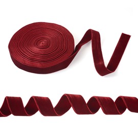 Crafans Velvet Ribbons 25mm Wide Double Sided Craft Gift Wrapping Bow Choker Hair Scrunchie 12 Metres Long Dark Red