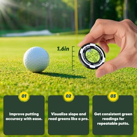 GreenNav Pro-High Precision Golf Green Reader & Golf Ball Marker with Horizontal Bubble Level, Essential Slope & Putt Line Reading Aid, Golf Accessories for Men Women (Light Gray&Green)