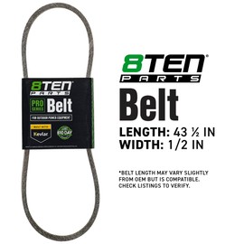 8TEN Belt with Kevlar for Cub Cadet CC30H CC30 Craftsman R1000 R105 Troy Bilt TB30 954-05001 754-05001 43 1/2 x 1/2