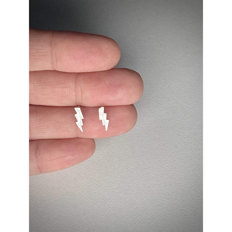 Lightning Bolt Earrings .925 Sterling Silver Studs Thunder