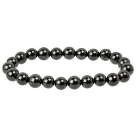 Eledoro PowerBead, Women’s Stretch Bead Bracelet, Made of 8 mm Gemstone Beads, 17 - 18 cm, gemstone, Black