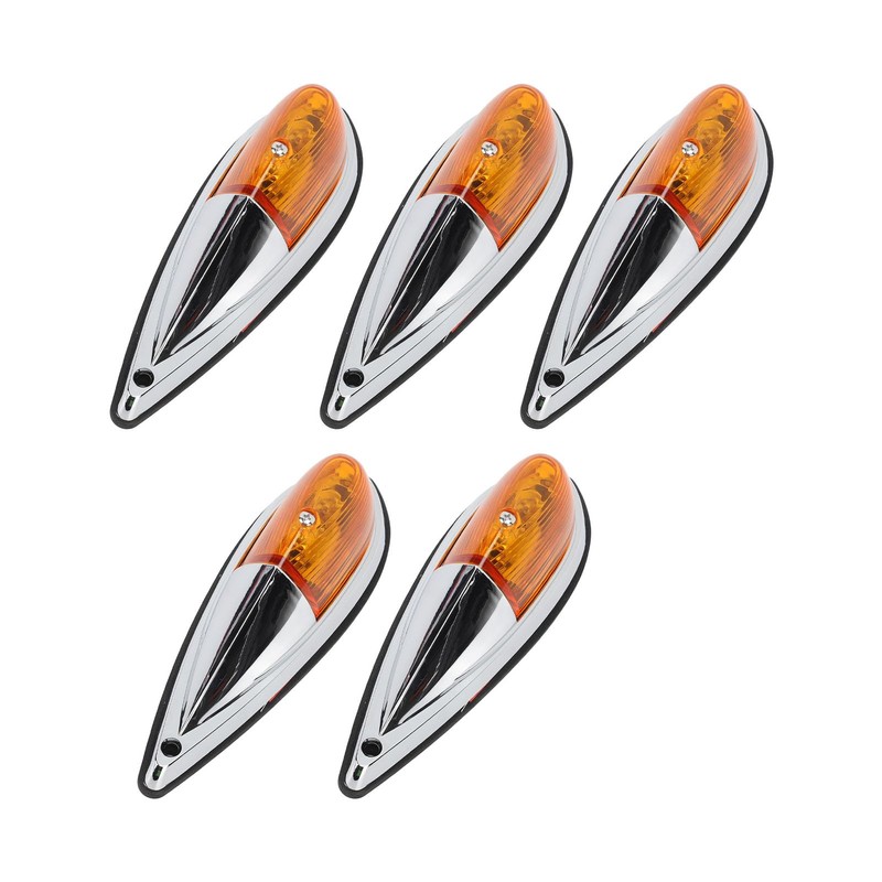 5pcs Cab Marker Light Weatherproof Amber Teardrop Cab Top Running
