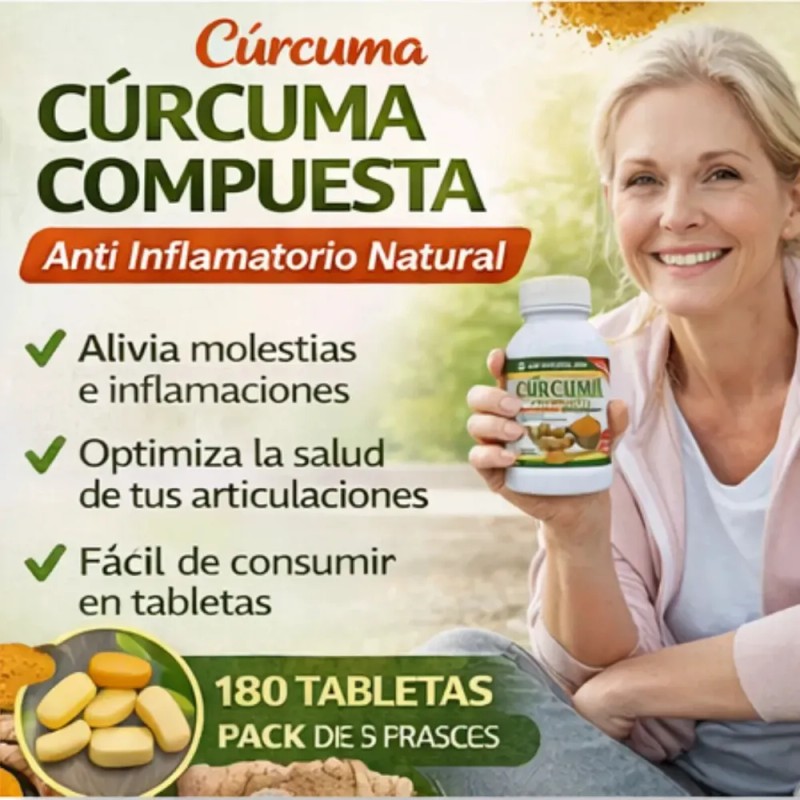 Cúrcuma Compuesta Anti Flamatorio 60 Tabletas Pack 3 Sin Sabor