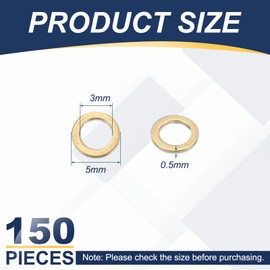 PATIKIL M3 x 5mm Brass Screw Washers Set, 150Pcs Bronze Flat Washers for Screws Bolts Factories Home Outdoor Projects (0.5mm Thick)