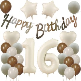 16th Birthday Decoration Beige for Girls and Boys - Balloons, Decorations and Party Accessories
