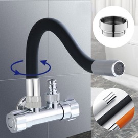 Free rotating angle adjustable faucet extension hose 3 colors white (30cm) + thread conversion connector
