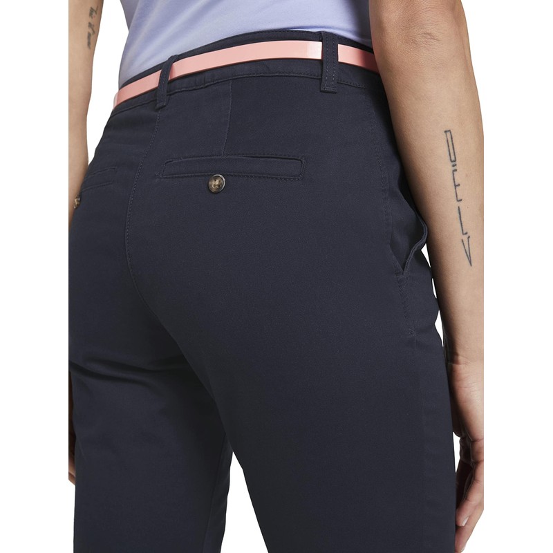 Tom Tailor Women's Slim Chino with Belt, 10668 - Sky