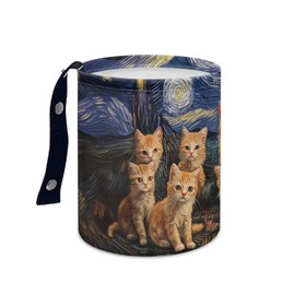 Darisoco Cat Van Gogh Car Trash Bag Hanging, Car Rubbish Bag Cute, Portable, Collapsible Back Seat, Floor, or Hanging Headrest Waste Basket Car Garbage Accessory