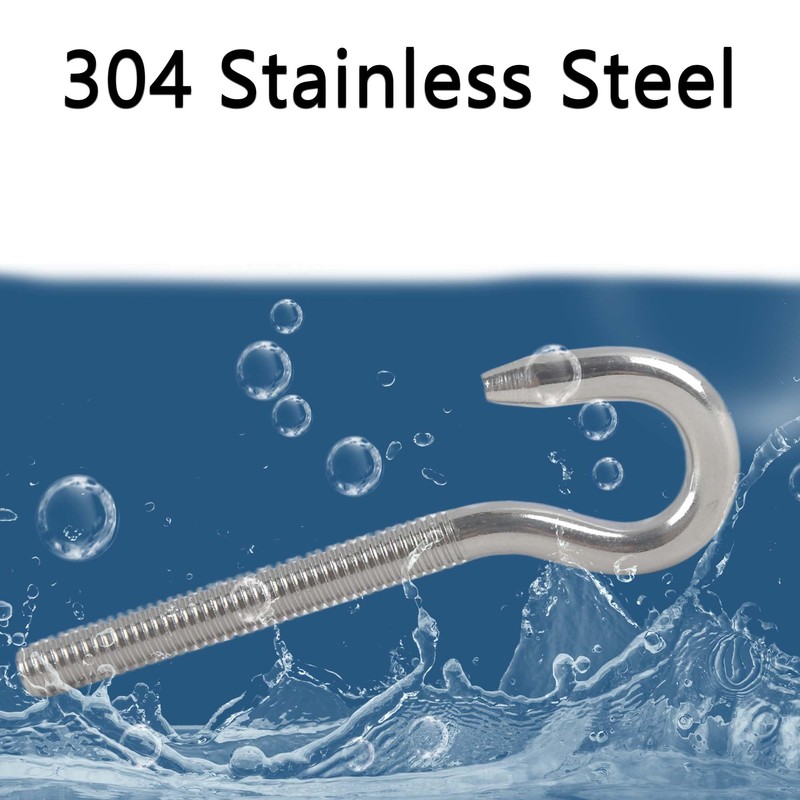 huruirui M4 10pcs Screw Hooks 304 Stainless Steel A2-70 Hook