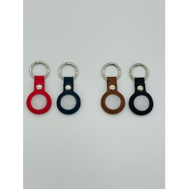 Generic Leather Keychain for Airtag, Protective Case (Black/Brown/Blue/Red)