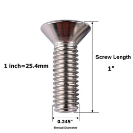 VAMUOEFL 1/4-20 x 1 Flat Head Socket Cap Screws Countersunk Bolts, Allen Hex Socket Drive, 304 Stainless Steel 18-8, Full Thread, 20Pcs