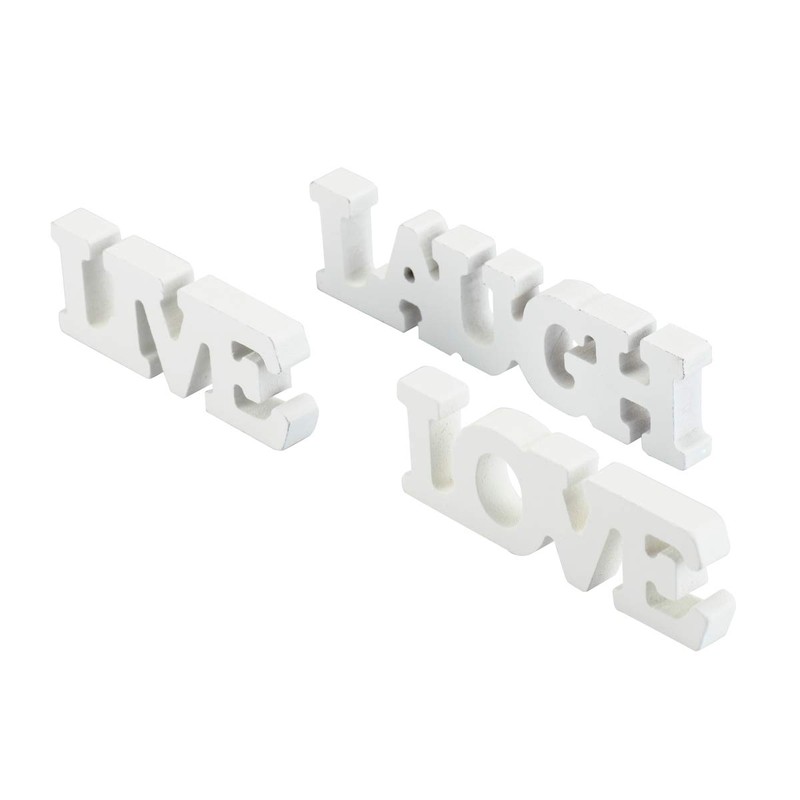 SALOCY LIVE LOVE LAUGH Wooden Letters for Wedding Decoration (White)