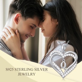 TOUPOP Buchstaben Kette Doppel Herz Halskette Damen 925 Sterling Silber Q Initialen Anhänger Schmuck Geschenke für Frauen Sie Freundin Mama Schwester zum Geburtstag Valentinstag Weihnachten Muttertag