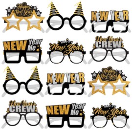 KatchOn, Happy New Years Eyeglasses - Pack of 12 | Shiny Happy New Years Eve Glasses, Happy New Years Decorations 2025 | Happy New Years Glasses, New Years Eve Party Supplies 2025 | NYE Decorations