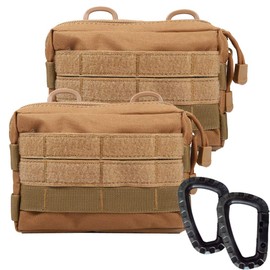 MOLLE Pouches - 2 Pack Tactical Compact Water-Resistant Utility Gadget Gear EDC Pouch (2 Pack Tan)