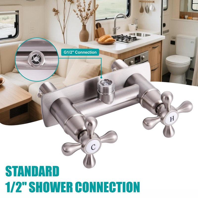 SKOWLL RV Shower Faucet, 4" Wall Mount Outdoor Camper Shower