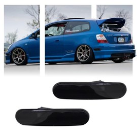 GSOWO 2 PCS for 2002 2003 2004 2005 Honda Civic Si EP3 3DR Smoked Rear Bumper Side Marker Lights, Housing Smoked Lens, [Effortless Installation] Replacement #33801S5TA01