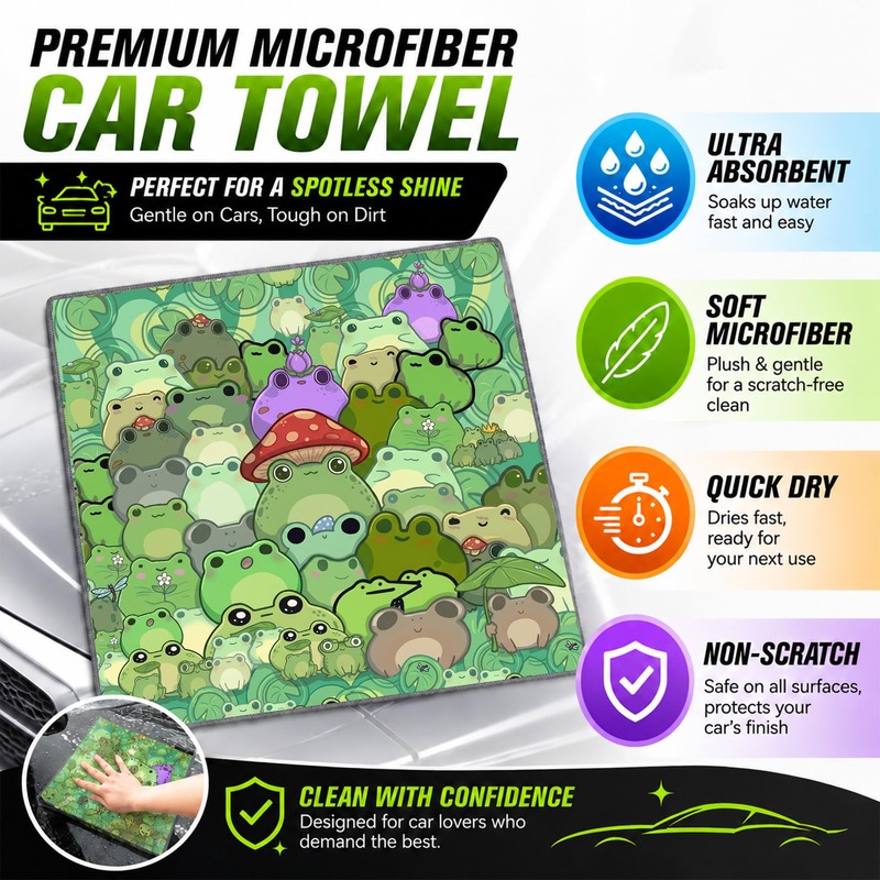 Sea Turtle Microfiber Towels for Cars, Scratch-Free Auto Cleaning Cloths