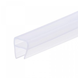 sourcing map Frameless Glass Shower Door Sweep 137.8" Long for 1/2"(12mm) Glass U-Type Door Side Seal Strip