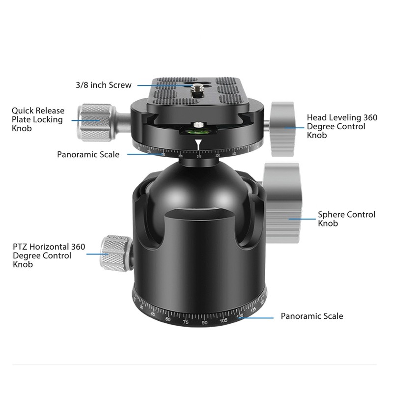 Panoramic Tripod Head Dual Panorama Low Gravity 360 Degree Rotating