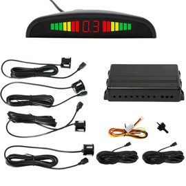 Anhoer 4Pcs Car Parking Sensors Rear Reversing Radars System Buzzer Alarm with 4 Sensors Distance Detection LCD Display Alert System Kit (Black)