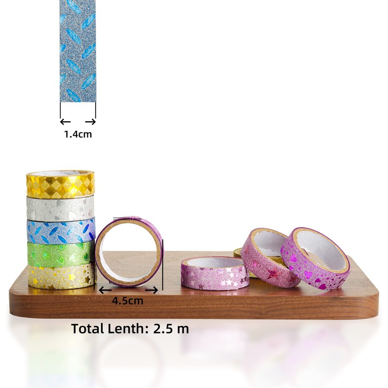 CGLRybO 10 Rolls Glitter Washi Tape Set, Colour Masking Tape,