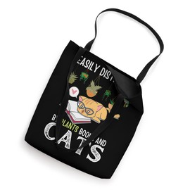 Funny Book Quote, Easily Distracted By Plants Books And Cats Tote Bag