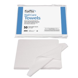 ForPro 50 Pack Premium Nail Care Towels 12x16 Inch Disposable Hygienic White