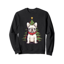 Christmas Tree, ornaments and Cute Frenchie Santa Christmas Sweatshirt