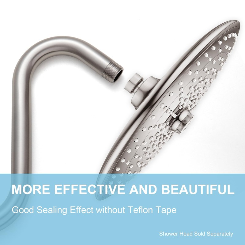 OFFO Shower Head Extension Arm 8 in, Brushed Nickel S