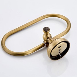 Hopbucan Oval Towel Ring Antique Brass Exquisite Pattern Carving Hanger Hand Towel Holder for Bathroom Kitchen Accessories
