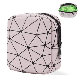 Likesing Sanitary Napkin Storage Bag, Leather Portable Period Bag for Girls Women, Sanitary Napkin Period Pad Pouch Tampon Holder for Purse, Small Make Up Bags(Pink)