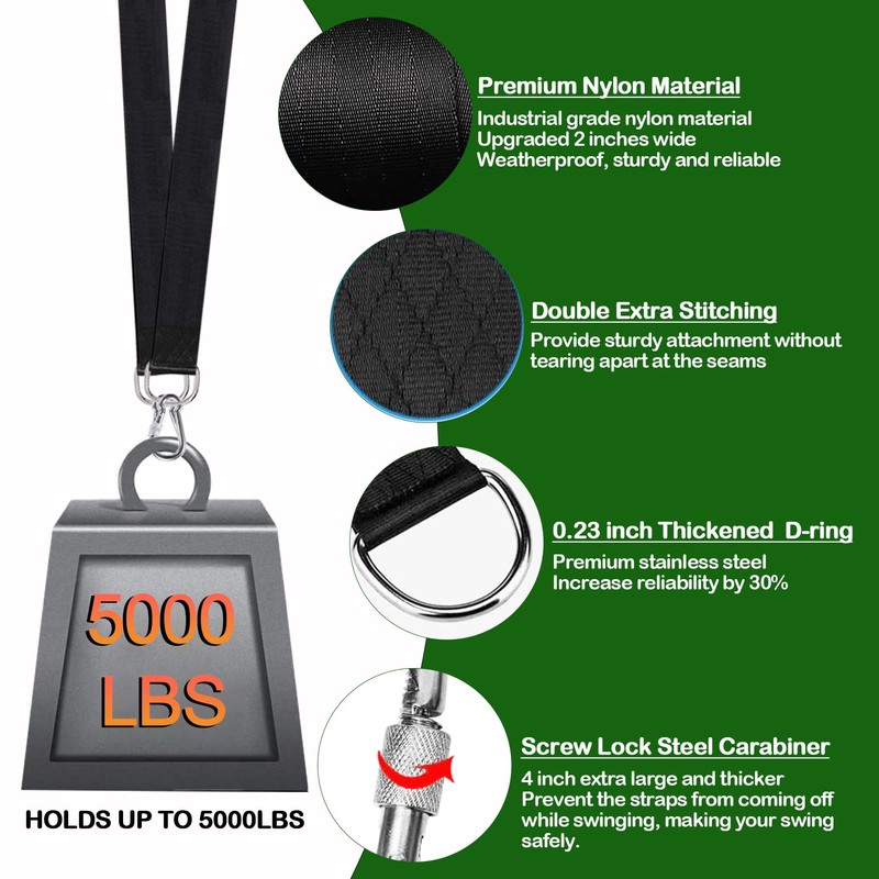 Werfeito Tree Swing Straps Hanging Kit (Set of 2), 3FT/8FT/10FT/20FT/30FT