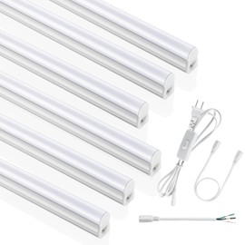 SUNLINKCO (6 Pack) 4FT T5 LED Integrated Fixture, 6500K,20W,2300LM(Super Bright White) Linkable LED Shop Light,Garage Ceiling and Cabinet Light,Strip Light,Corded Electric with ON/Off Switch